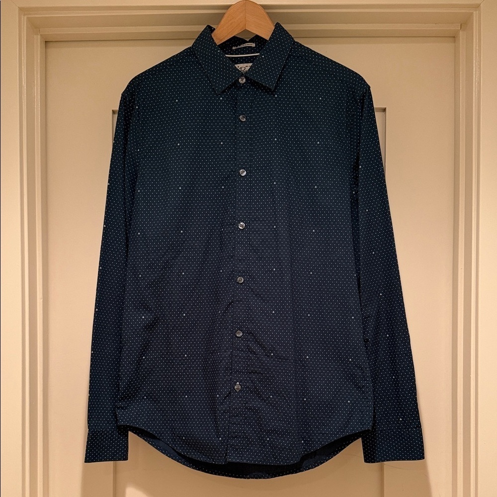 Original Penguin Heritage Slim Fit Green Micro Dot Button Down Men’s Medium - Picture 5 of 7